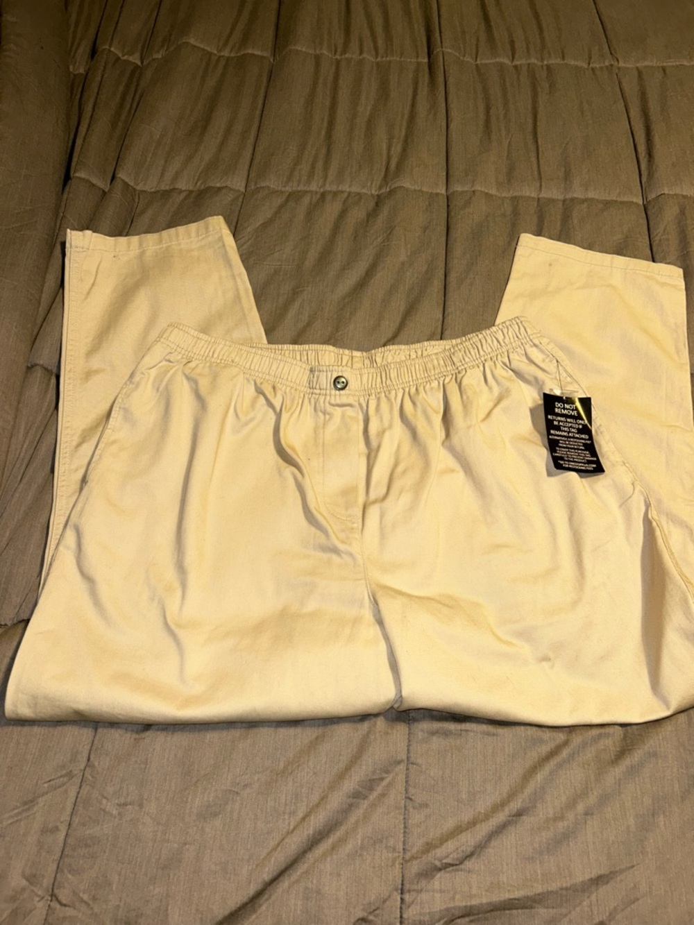 NWT Woman Within Casual Elastic-Waist Pants in Khaki Sz 24w Plus